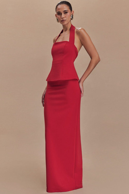 Solid Halter Backless Maxi Formal Dress image 9