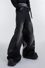 Wide Leg PU Leather Patchwork Jeans image 26