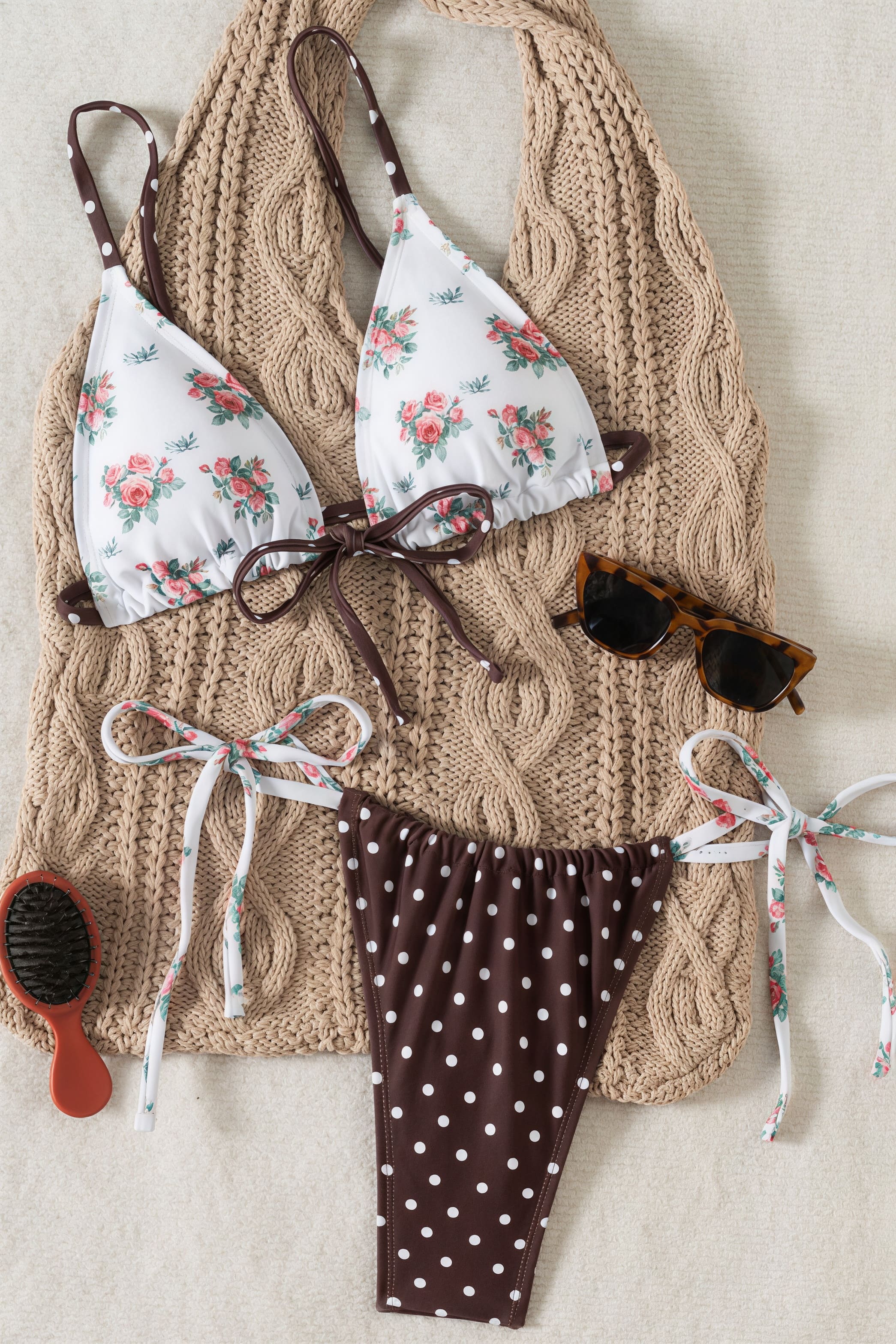 Chic Print Halter Tie Back Two Piece Bikini Sets image 2