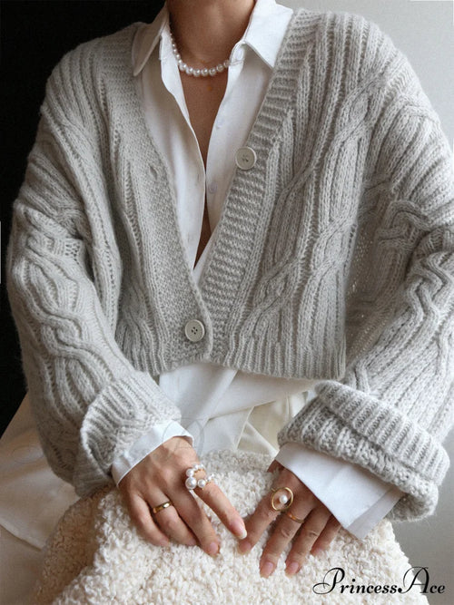 Cable Knit Graceful Crop Cardigan image 1