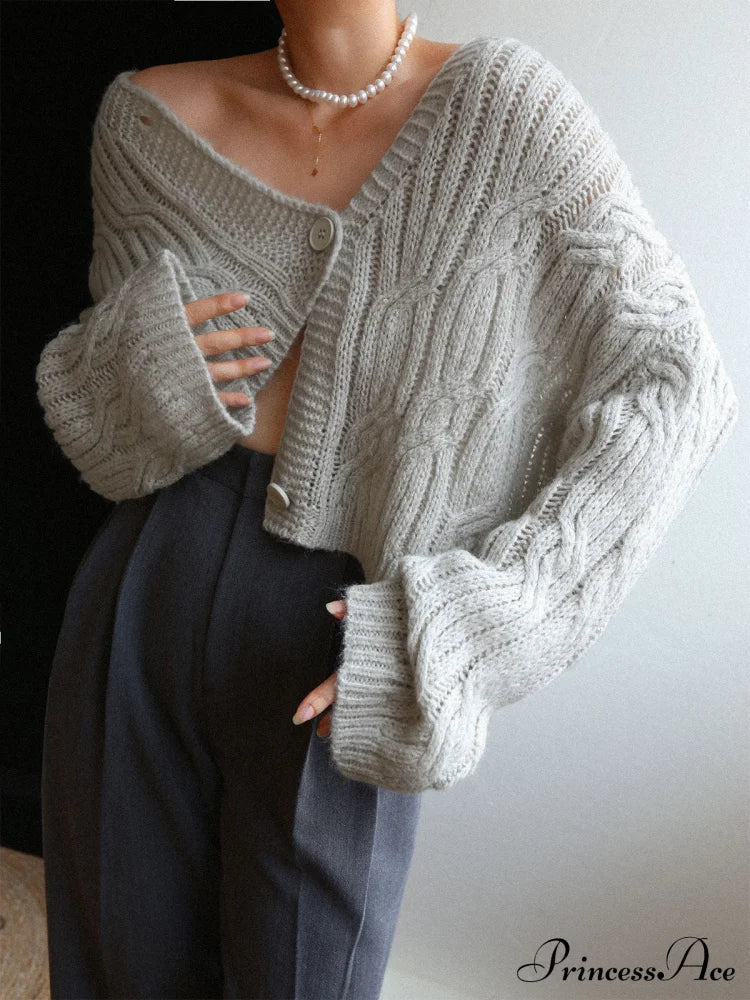 Cable Knit Graceful Crop Cardigan image 3