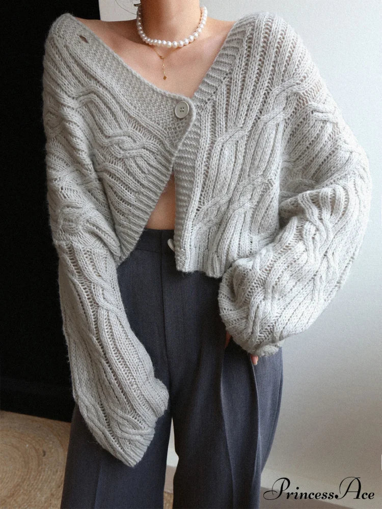 Cable Knit Graceful Crop Cardigan image 2
