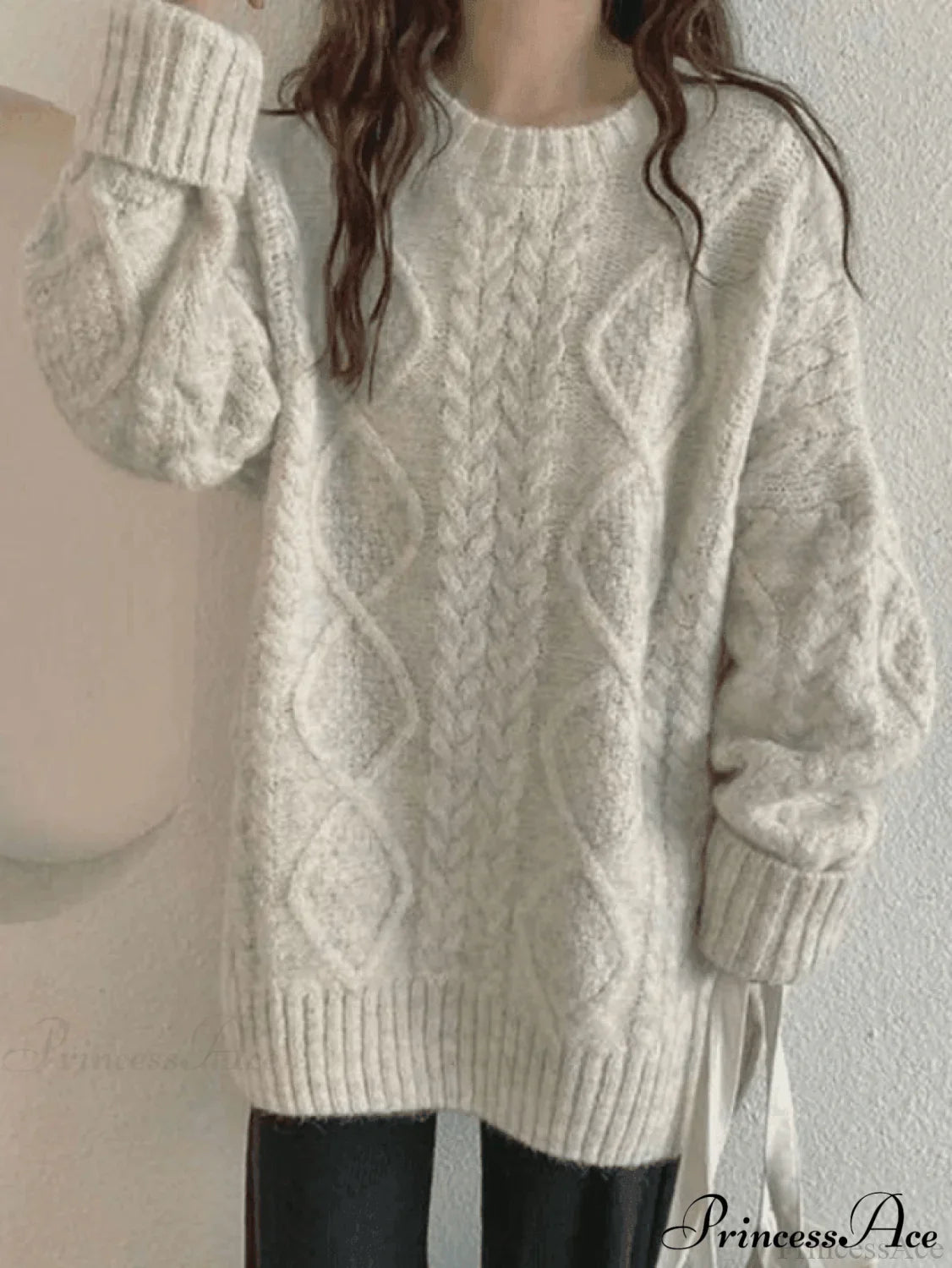 Cable Knit Graceful Cropped Sweater image 1