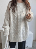 Cable Knit Graceful Cropped Sweater image 2