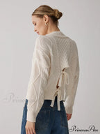 Cable Knit Graceful Tie Back Sweater image 1