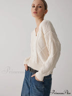 Cable Knit Graceful Tie Back Sweater image 4