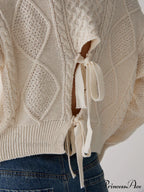 Cable Knit Graceful Tie Back Sweater image 5