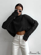Cable Knit Graceful Turtleneck Oversized Sweater image 8