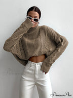 Cable Knit Graceful Turtleneck Oversized Sweater image 6