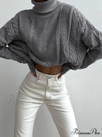 Cable Knit Graceful Turtleneck Oversized Sweater image 5