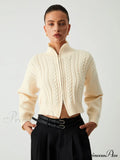 Cable Knit Two Trendy Way Zip Crop Cardigan image 1