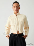 Cable Knit Two Trendy Way Zip Crop Cardigan image 1
