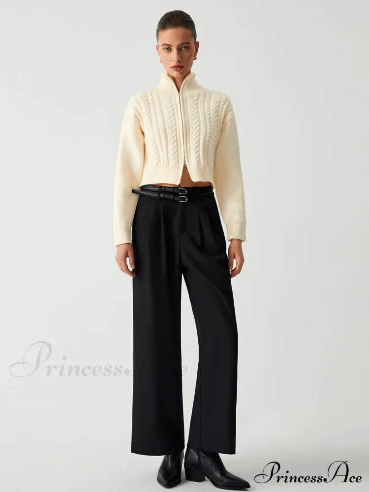 Cable Knit Two Trendy Way Zip Crop Cardigan image 5