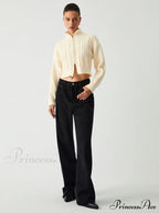 Cable Knit Two Trendy Way Zip Crop Cardigan image 4