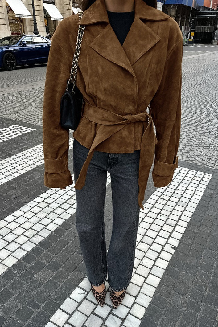 Belted Brown Suede Jacket image 3