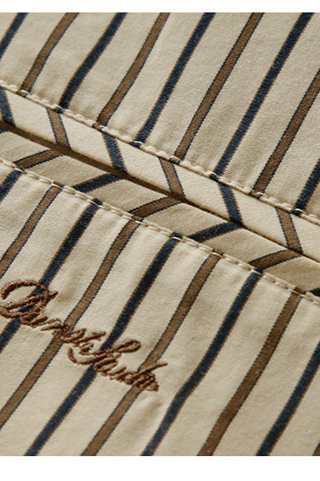 Vintage Color Block Stripe Collar Cotton Blouse image 5