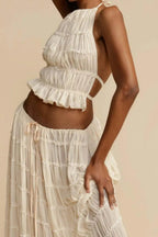 Ruched Halter Cami & Maxi Skirt Boho Dress image 12