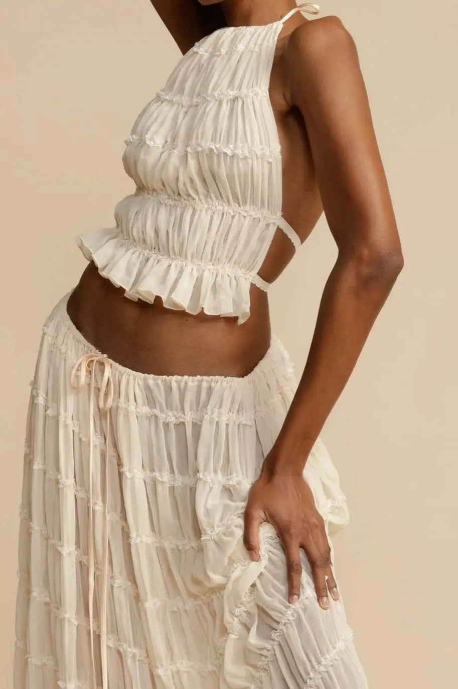 Ruched Halter Cami & Maxi Skirt Boho Dress image 20