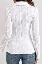 Ribbed Solid Color Fitted Blouse image 3