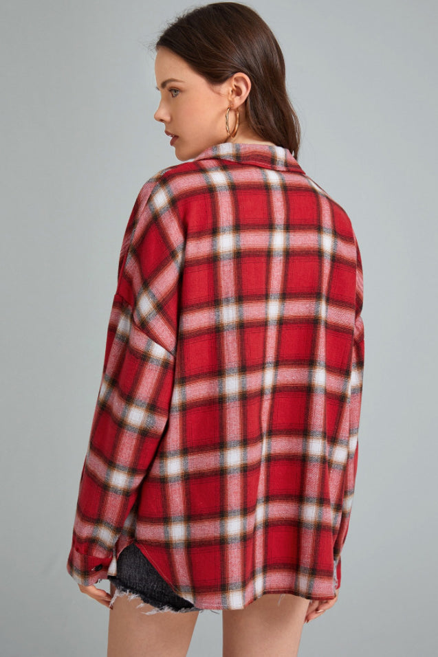 Plaid Stand Collar Button Shirt  Blouse image 23