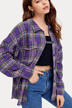 Plaid Stand Collar Button Shirt  Blouse image 13