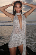Snakeskin Halter Tie Mini Dress image 1