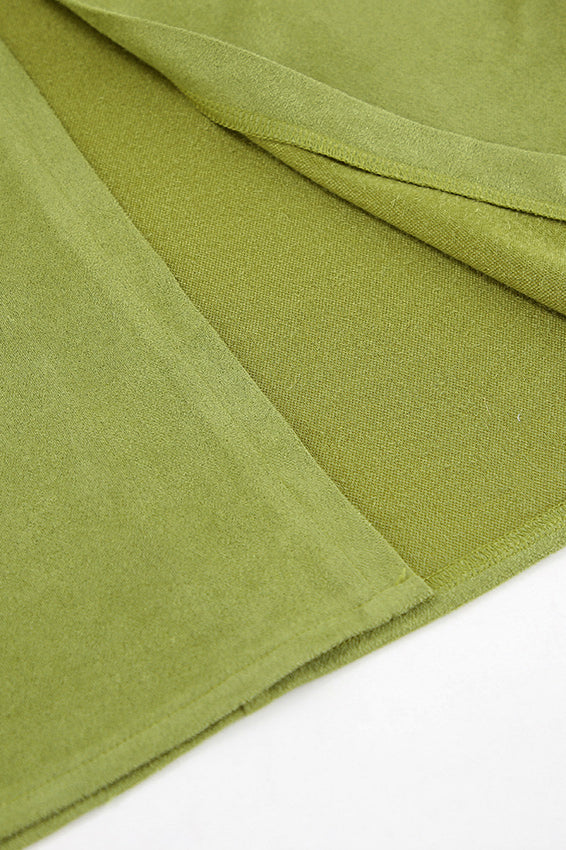 Velvet Green High-Waisted Slit Midi Skirt image 3