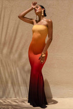 Sexy Bandeau Mermaid Floral Print Maxi Dress image 9