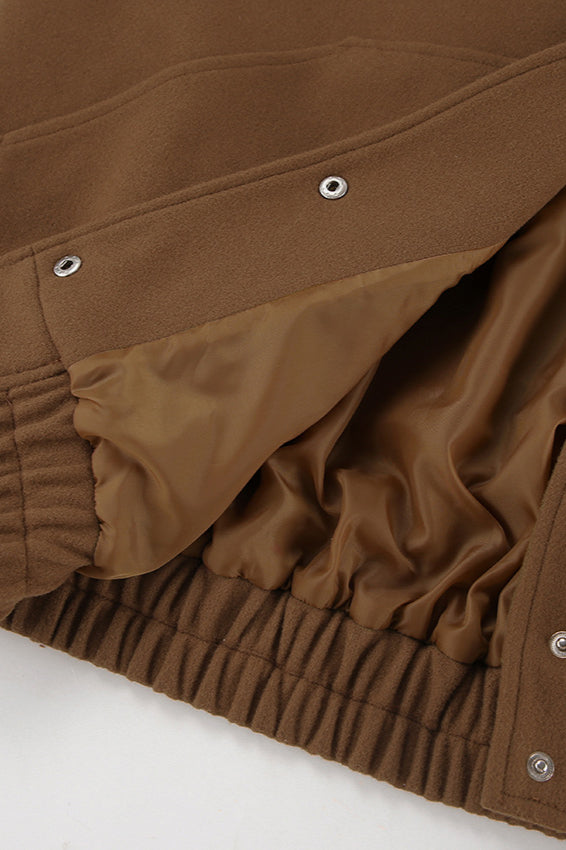 Stand Collar Melange Brown Wool Coat image 6