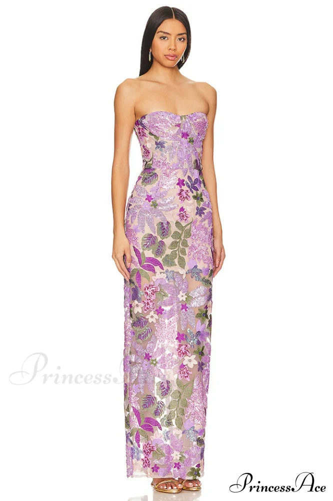 Calista Sequin Stylish Embroidered Maxi Dress image 4