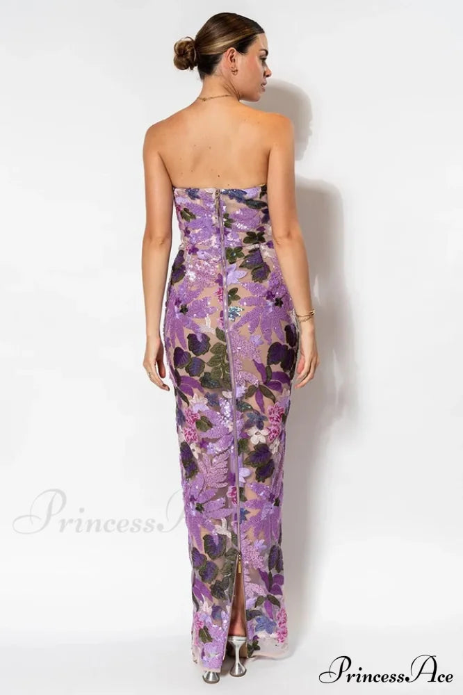 Calista Sequin Stylish Embroidered Maxi Dress image 2