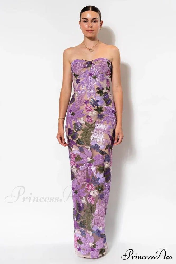 Calista Sequin Stylish Embroidered Maxi Dress image 1