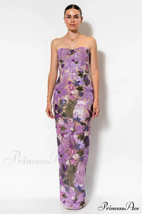 Calista Sequin Stylish Embroidered Maxi Dress image 1