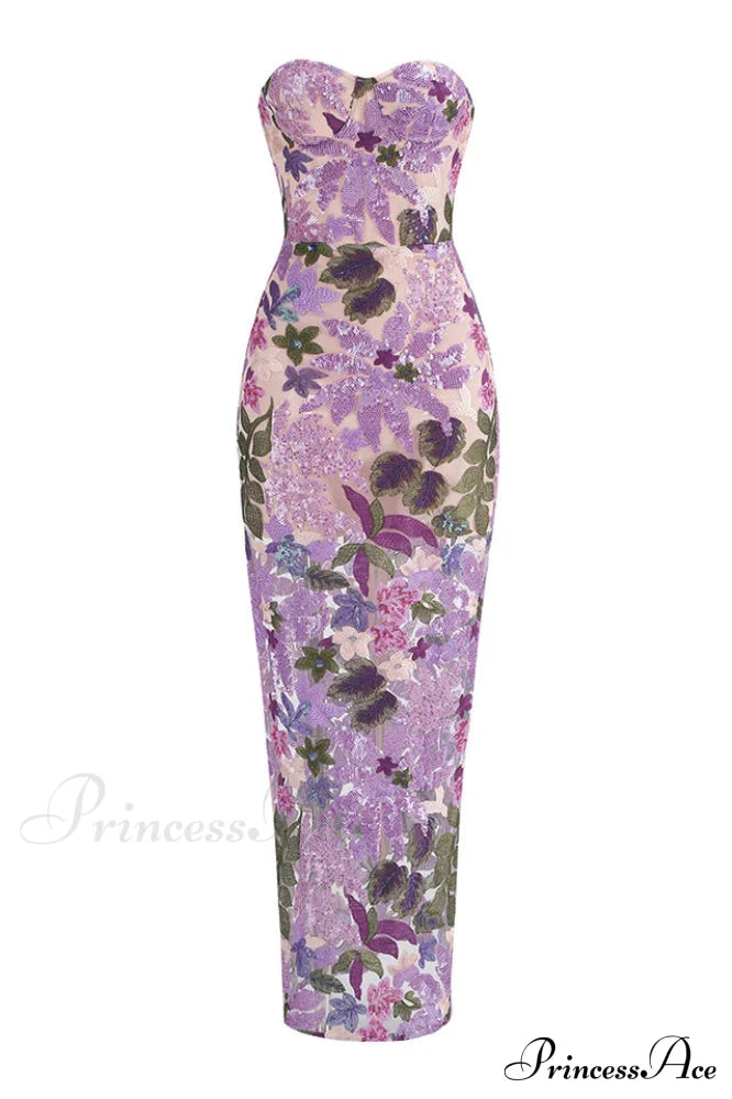 Calista Sequin Stylish Embroidered Maxi Dress image 6