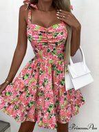 Cami Ruffle Spaghetti Design Gown Flowered with Hem Straps image 5
