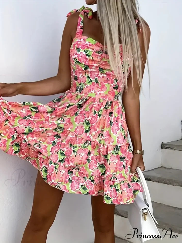 Cami Ruffle Spaghetti Design Gown Flowered with Hem Straps image 4