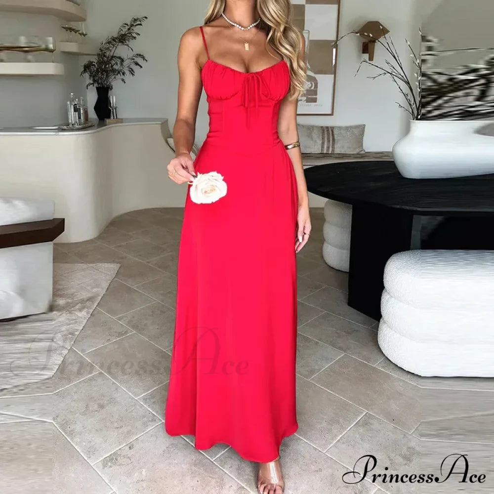 Cami Tie Up Charming Solid Maxi Dress image 5