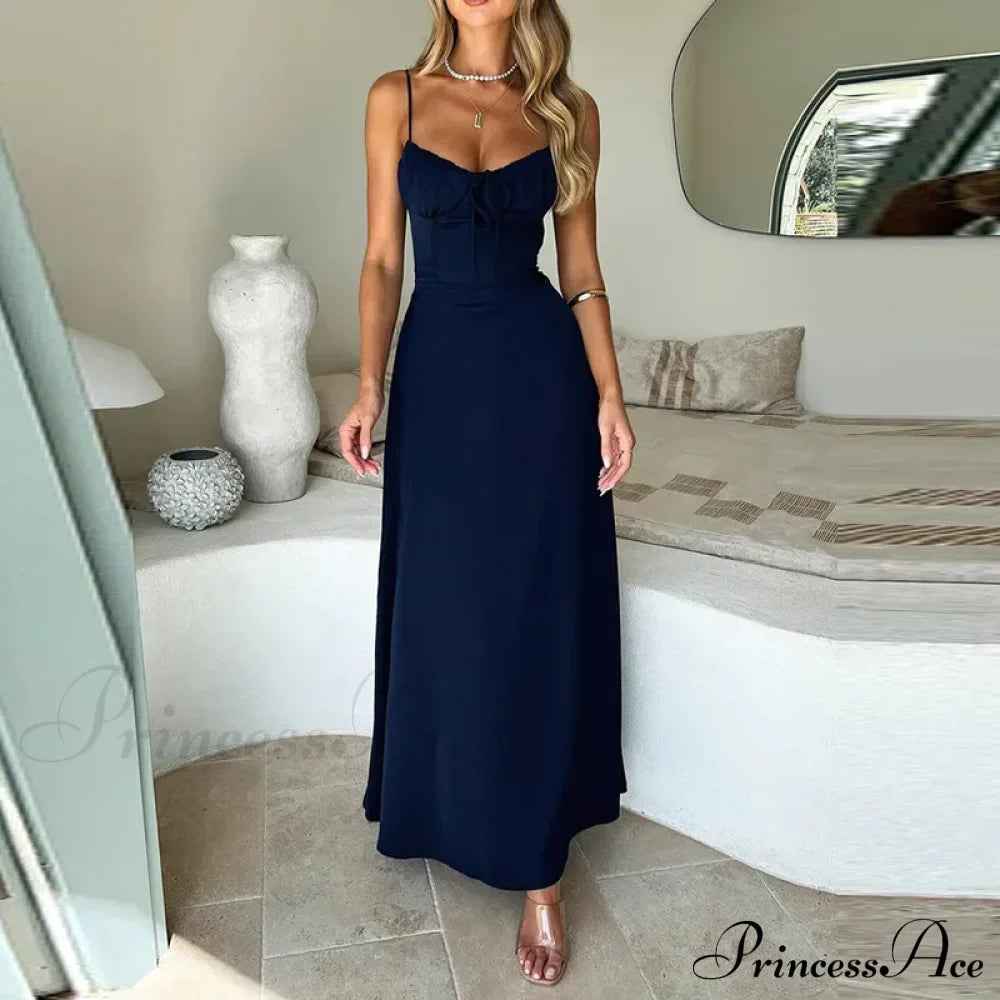 Cami Tie Up Charming Solid Maxi Dress image 14