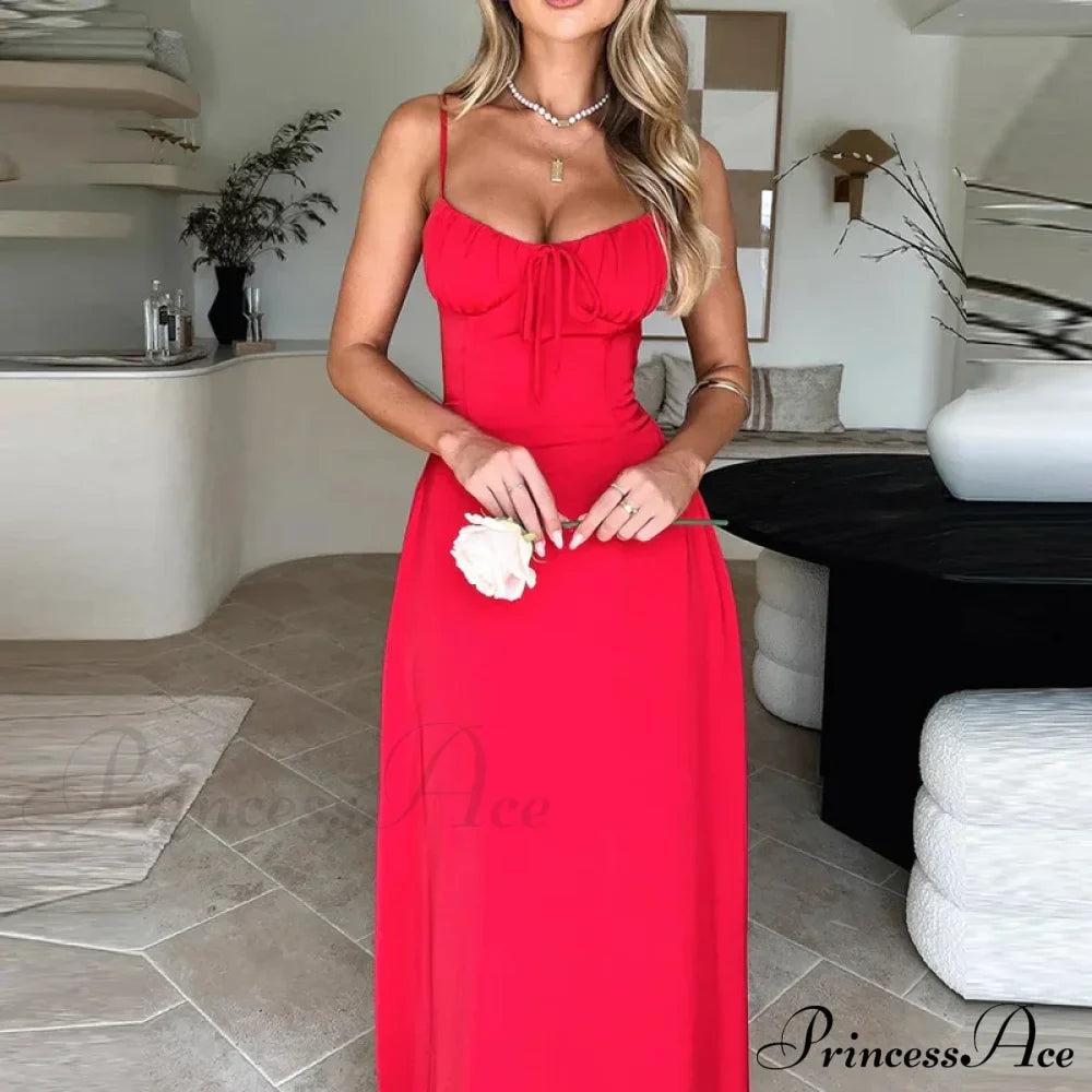 Cami Tie Up Charming Solid Maxi Dress image 1