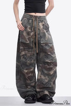 Camo High Waist Wide Leg Cargo Pants image 3