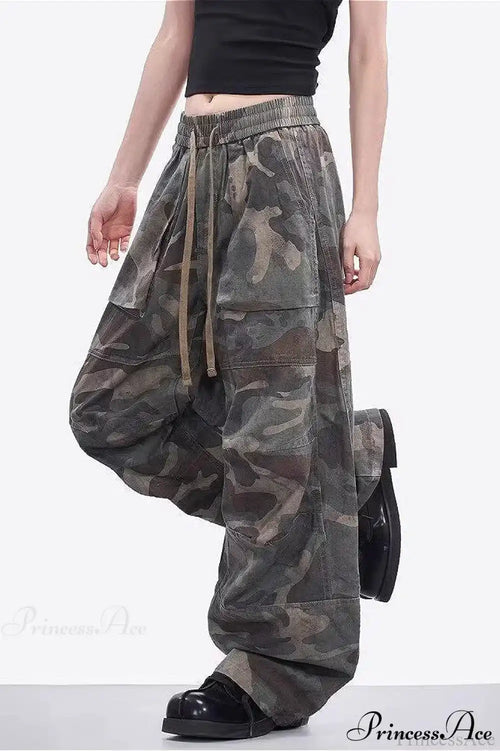 Camo High Waist Wide Leg Cargo Pants image 1