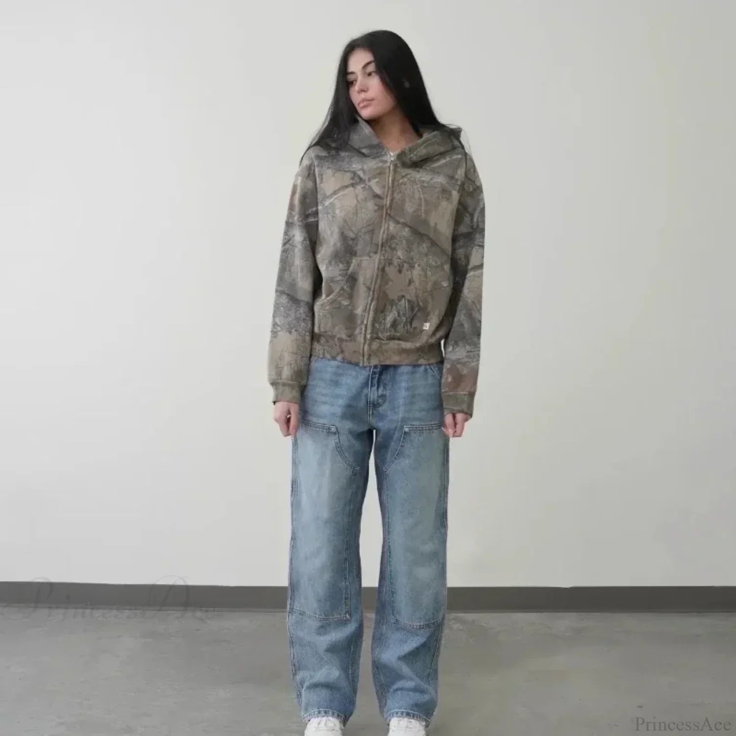 Camo Zipper Streetwear Hoodie image 1