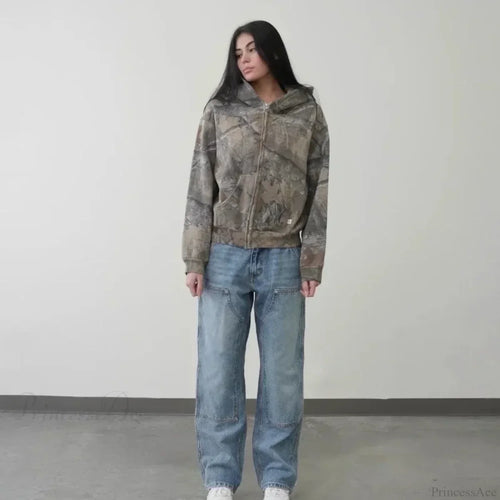 Camo Zipper Streetwear Hoodie image 1