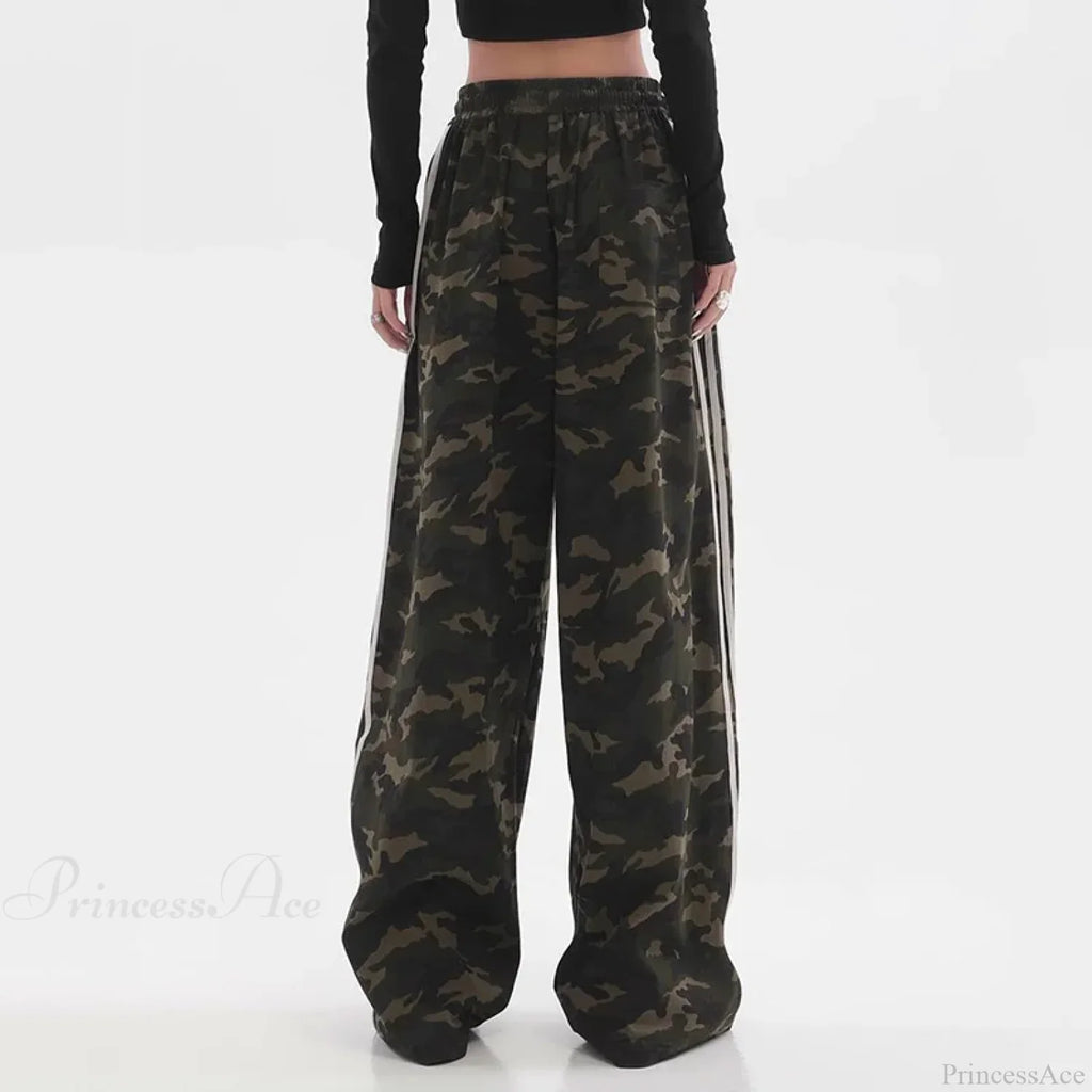 Camouflage Striped Loose Jogging Pants image 6