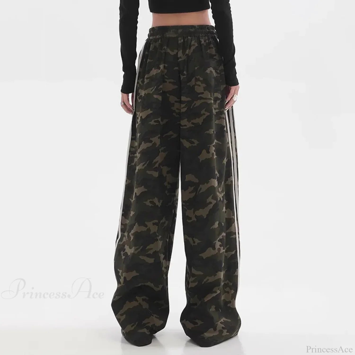 Camouflage Striped Loose Jogging Pants image 6