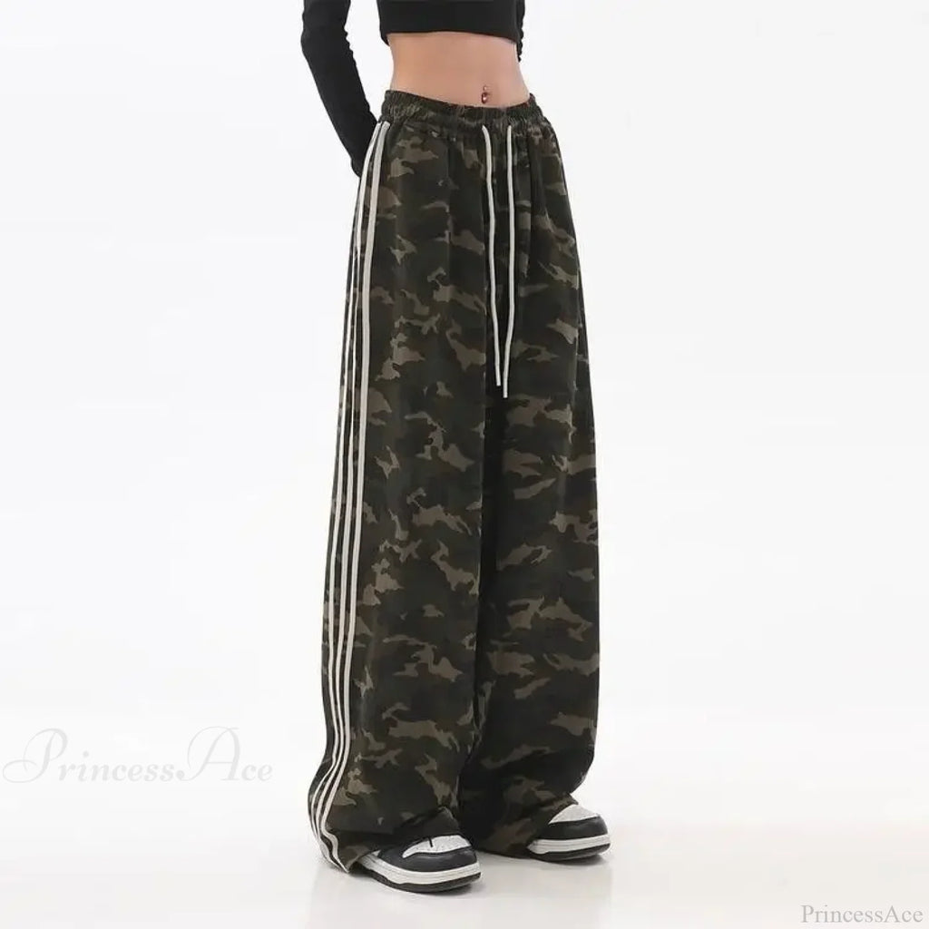 Camouflage Striped Loose Jogging Pants image 4