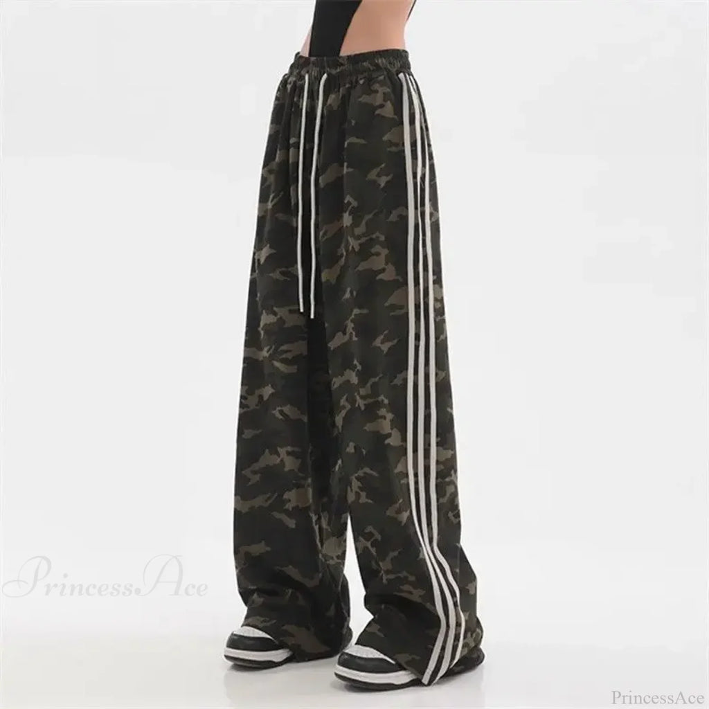 Camouflage Striped Loose Jogging Pants image 5