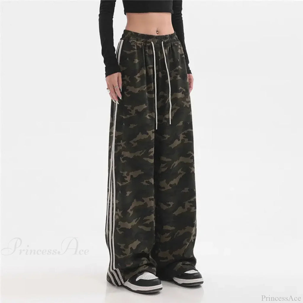 Camouflage Striped Loose Jogging Pants image 3