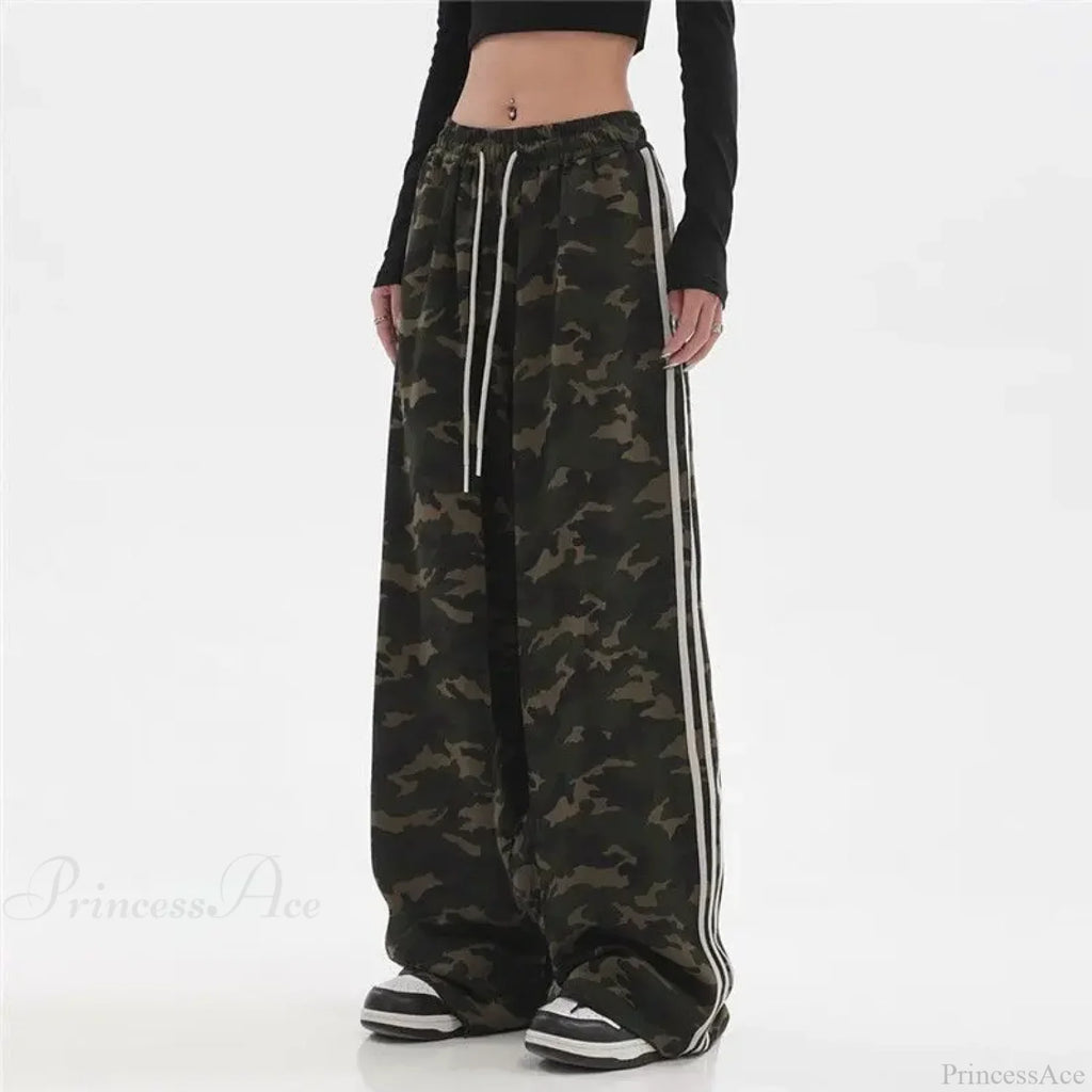 Camouflage Striped Loose Jogging Pants image 1