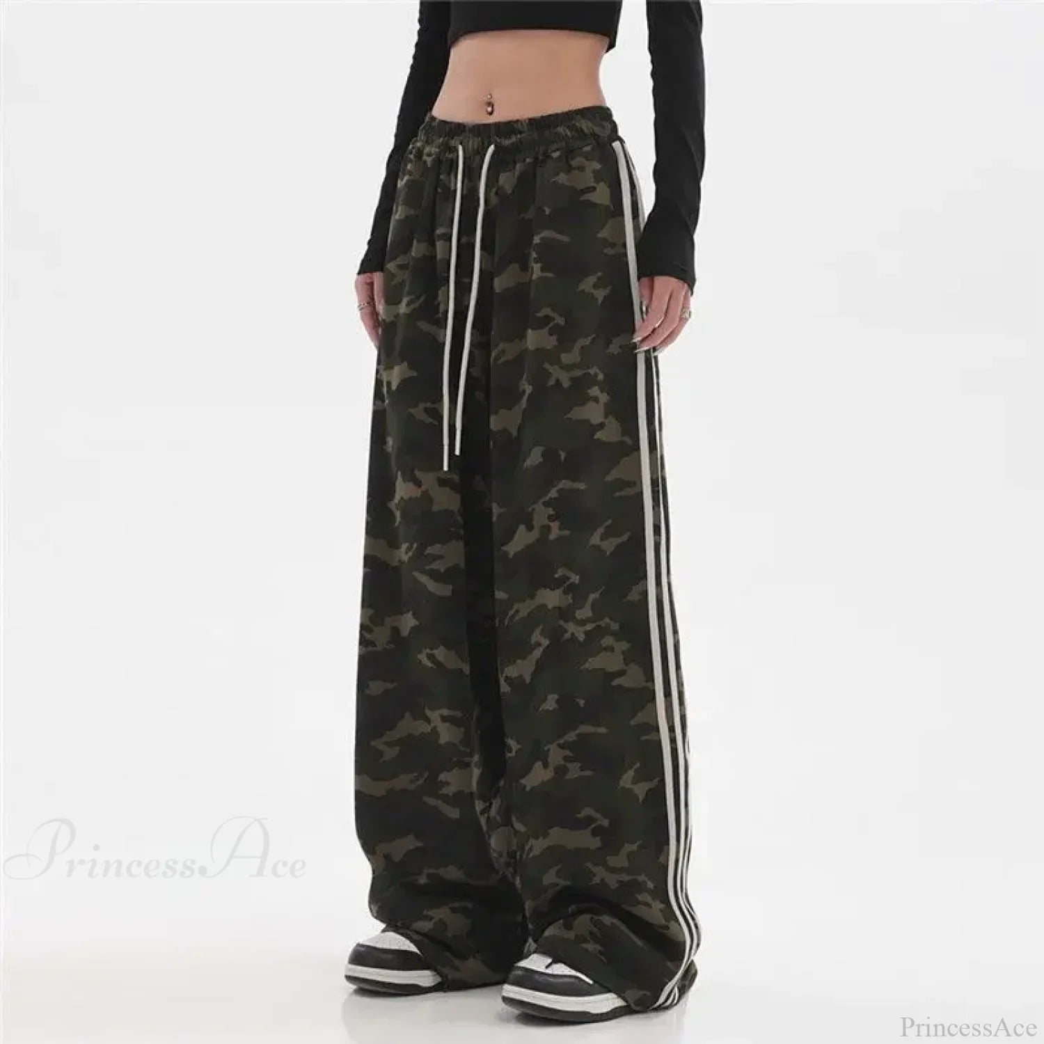 Camouflage Striped Loose Jogging Pants image 1